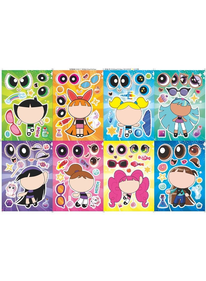 24pcs Whimsical Vinyl Stickers For Kids - Cute Cartoon DIY Face Changing Decals, Self-Adhesive for Luggage, Water Bottles, Phones, Skateboards - Colorful, Irregular Shapes - Perfect for Youngsters - Image 5