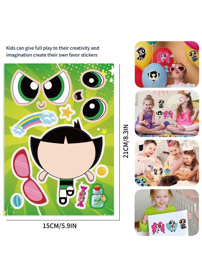 24pcs Whimsical Vinyl Stickers For Kids - Cute Cartoon DIY Face Changing Decals, Self-Adhesive for Luggage, Water Bottles, Phones, Skateboards - Colorful, Irregular Shapes - Perfect for Youngsters - Image 3