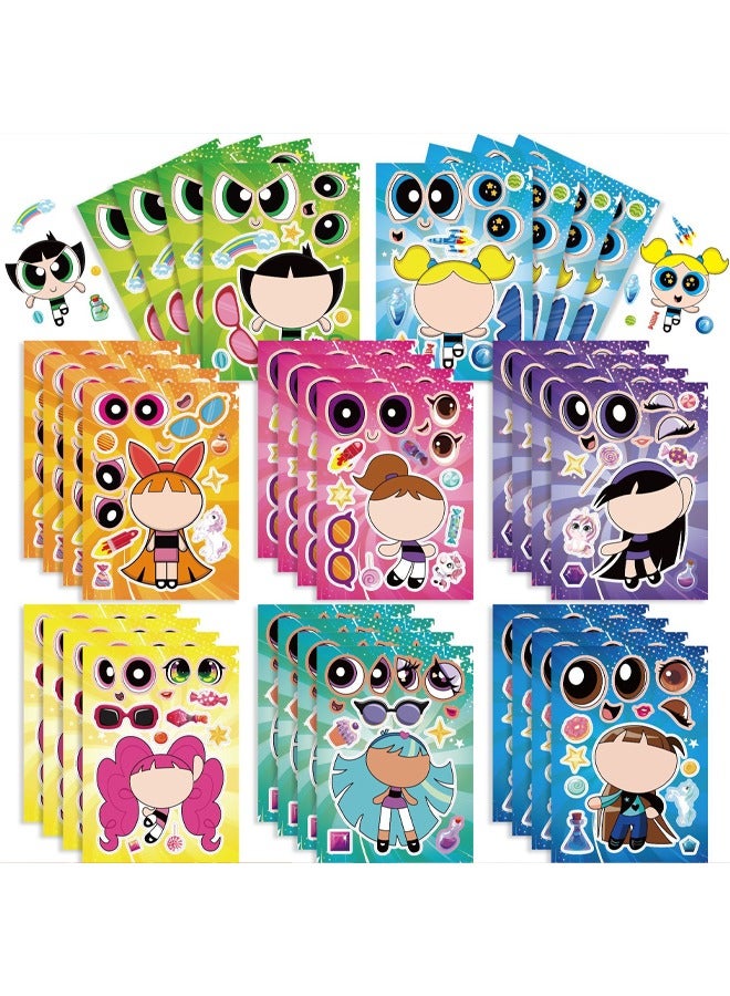 24pcs Whimsical Vinyl Stickers For Kids - Cute Cartoon DIY Face Changing Decals, Self-Adhesive for Luggage, Water Bottles, Phones, Skateboards - Colorful, Irregular Shapes - Perfect for Youngsters - Image 1