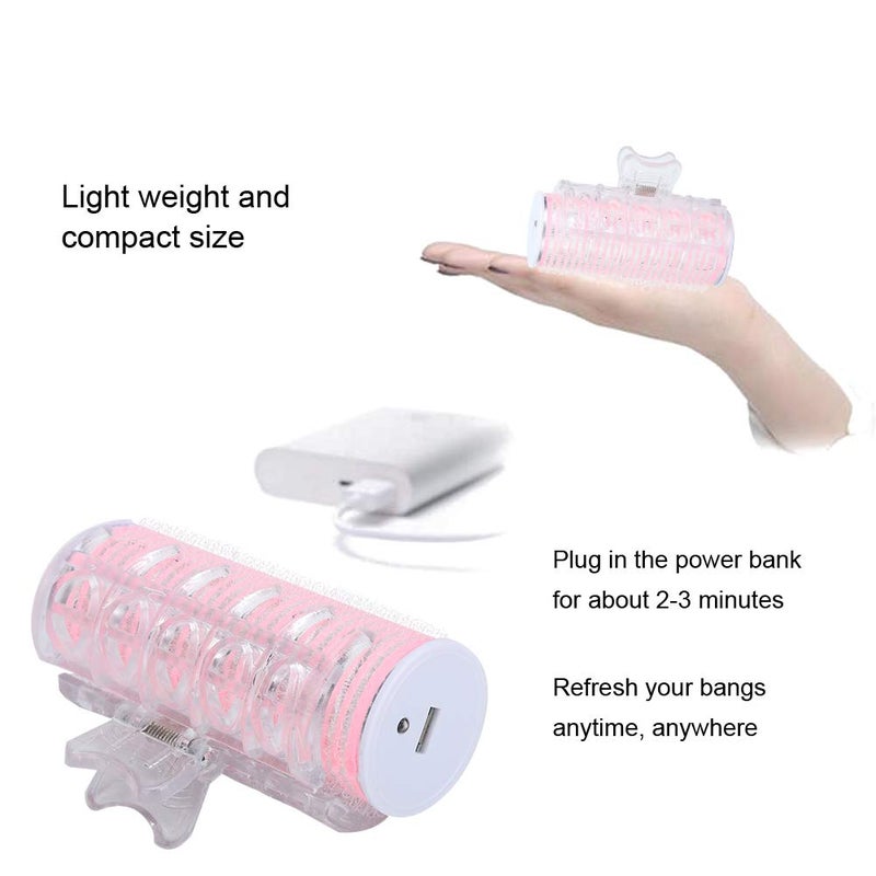 woobles Electric Bangs Curling, Mini Hair Roller Hair Styling Tool Portable Electrinic Hair Curler Instant Heat USB Charging(Pink)- - Image 4