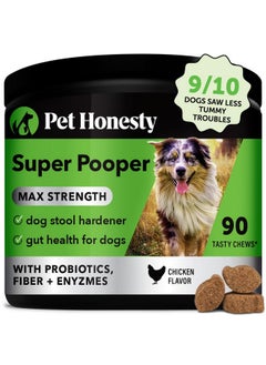Pet Honesty Super Pooper Max Strength Probiotic Chews  Dog Stool Hardener With Fiber, Prebiotics, Probiotics, & Digestive Enzymes, Gut Health For Dogs, Digestion & Health Supplement For Dogs (90 Ct)  - Image 1