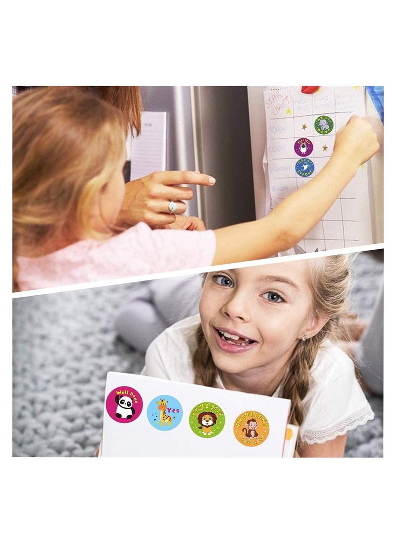 Generic - 2 Rolls of Animal Stickers Mini Animal Reward Stickers for Kids Teachers 1 Inch School Stickers on Sheets Toilet Training Stickers Motivational Stickers - Image 1