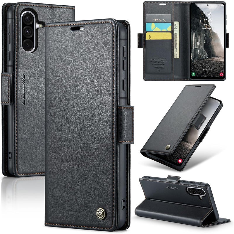 Rerzoiro Case for Samsung Galaxy A56 5G Case, Cover Premium PU Leather [RFID Blocking] Wallet Flip Folio Case with Card Holder and Magnetic Kickstand Cover for Samsung Galaxy A56, Black - Image 1