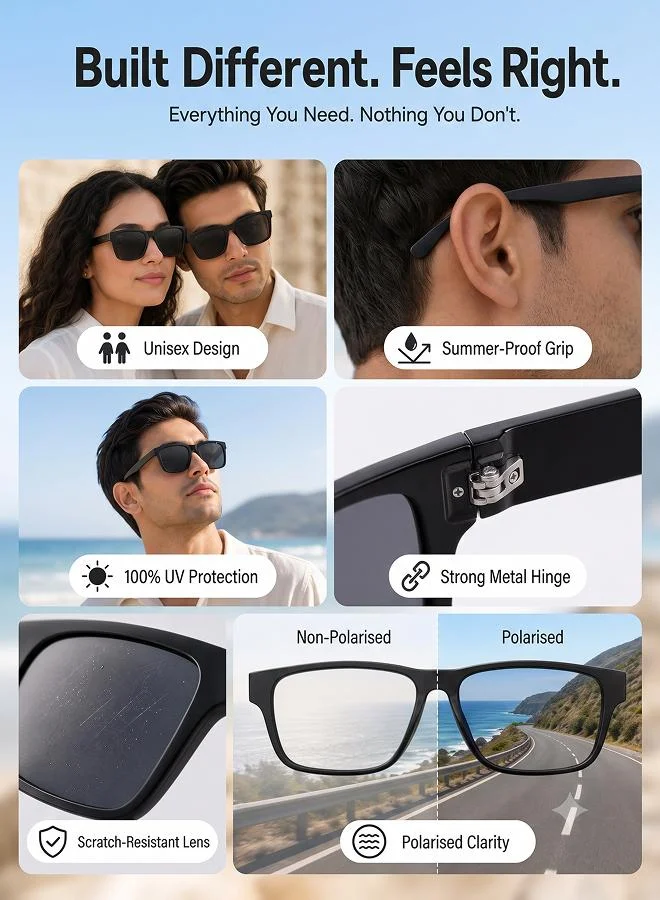 Vincent Chase  Vincent Chase By Lenskart | Mirage Full Rim Wayfarer Frame Polarized & UV Protected Sunglasses VC S13973 - 56mm - Black  | Best Price UAE