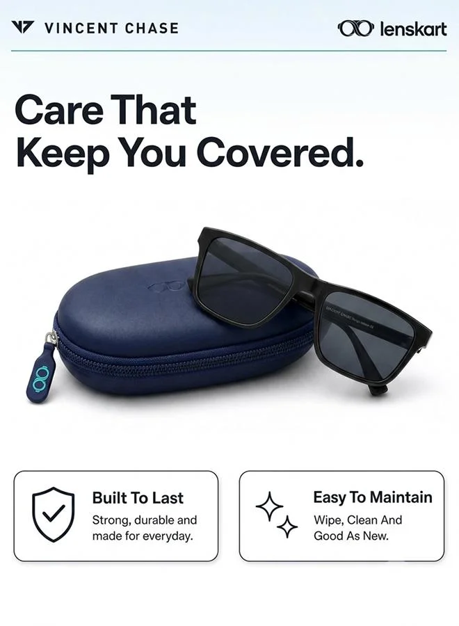 Vincent Chase  Vincent Chase By Lenskart | Mirage Full Rim Wayfarer Frame Polarized & UV Protected Sunglasses VC S13973 - 56mm - Black  | Best Price UAE
