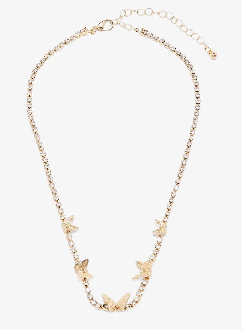 ELLA GOLD Dainty Jewel Diamonte Embellished Layered Necklaces for Women | Best Price UAE