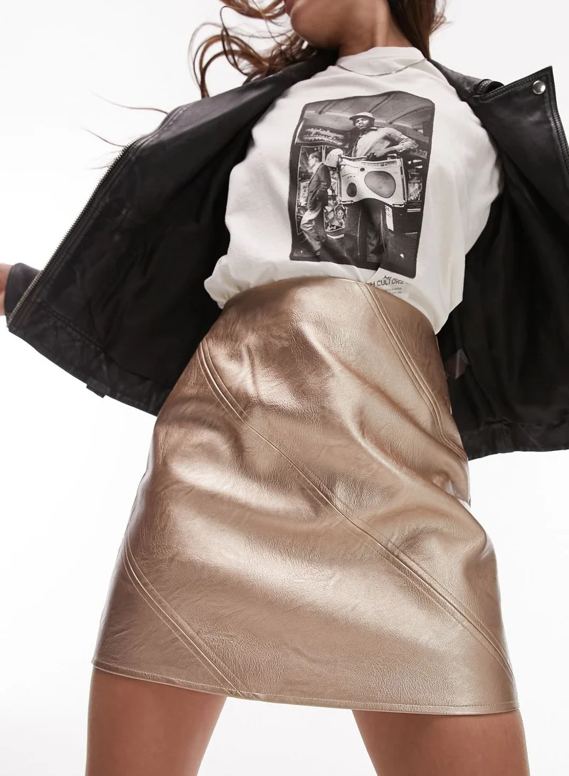 TOPSHOP High Waist Pu Skirt