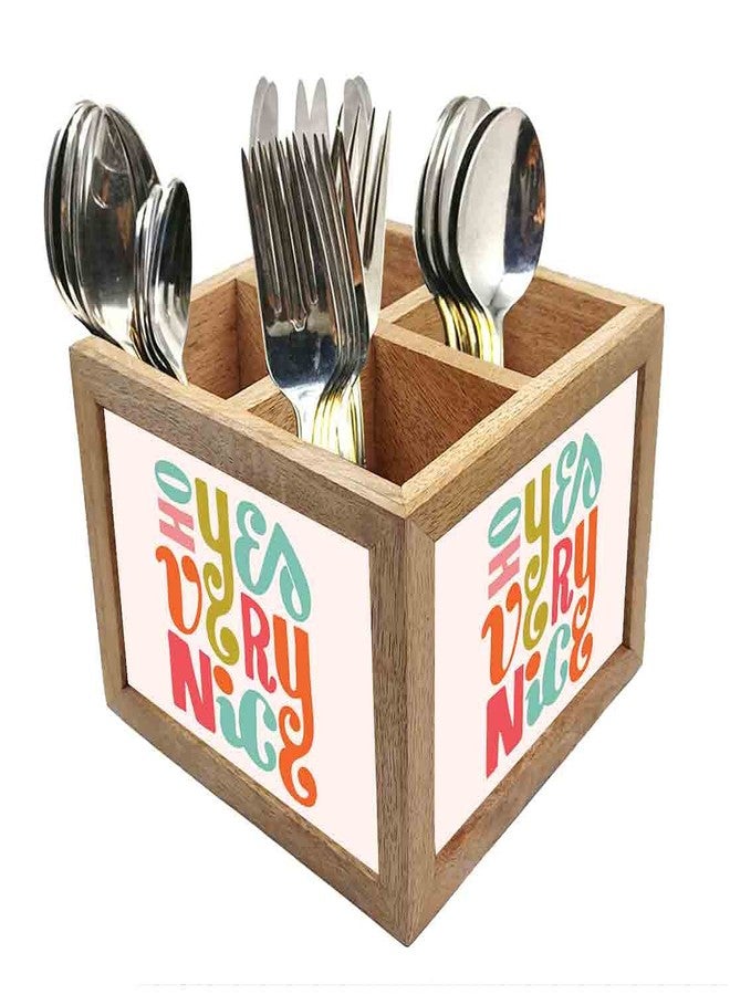 Nutcase Wooden Cutlery Stand Holder Silverware Caddy Spoons Forks Knives Organizer for Dining Table & Kitchen -Made in India-Spoons NOT Included - Yes Very Nice - Image 1