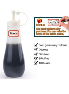 Condiment Squeeze Bottle Sauce Squeeze Squirt Bottle for Kitchen Plastic Syrup Salad Dressing Container Food Dispenser for Oil Ketchup Griddle Hot Sauce Catsup Pancake Art 12 OZ, Pack of 3