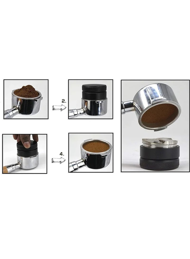 Professional Coffee Distributor – 51mm Size with Stainless Steel Base and High-Purity Aluminum Body in Elegant Black Color - Image 3