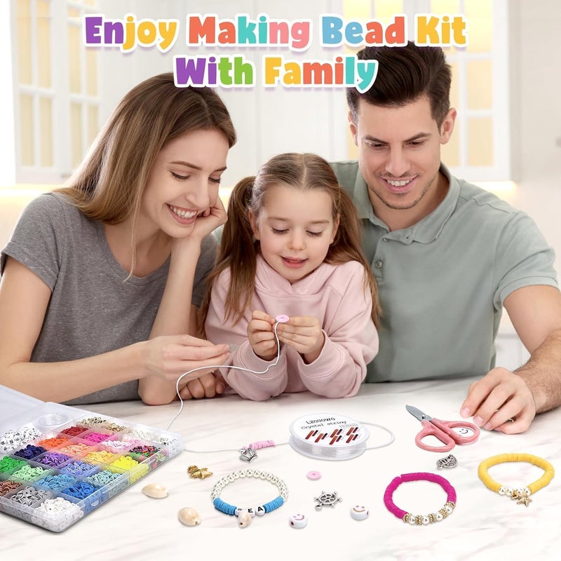 yifely 5300 Clay Beads Bracelet Making Aesthetic Kit, Polymer Heishi Preppy Letter Beads for Friendship Bracelet, Pearl Disc Beads Charms for Jewelry Making, DIY Creative Gift for Girls 8-12 Teens - Image 4
