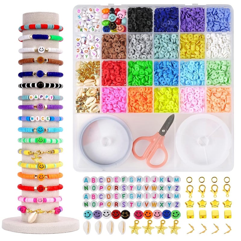 yifely 5300 Clay Beads Bracelet Making Aesthetic Kit, Polymer Heishi Preppy Letter Beads for Friendship Bracelet, Pearl Disc Beads Charms for Jewelry Making, DIY Creative Gift for Girls 8-12 Teens - Image 5
