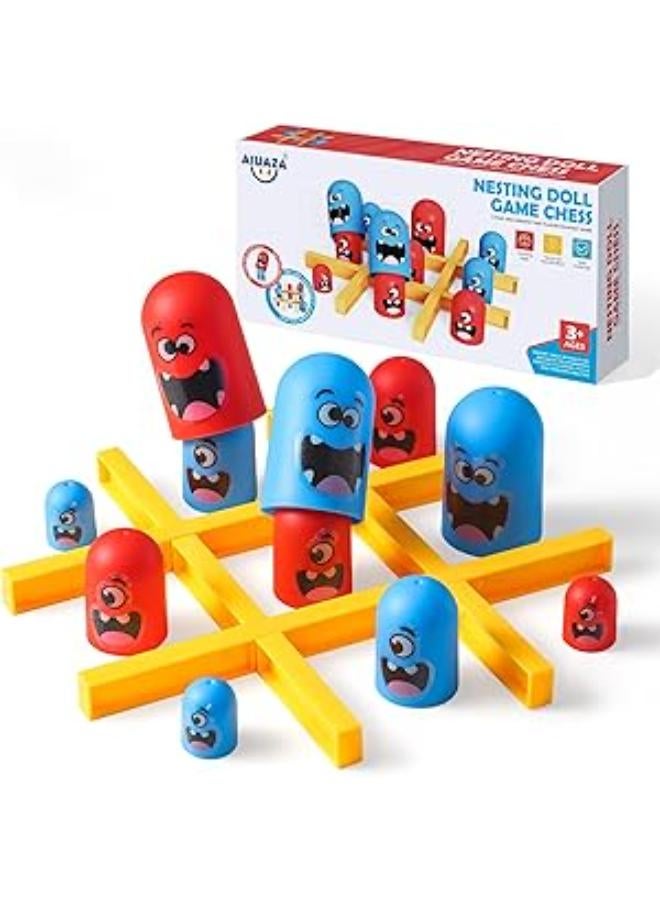 لعبة لوحية استراتيجية من AIUAZA Tic Tac Toe للأطفال والعائلة، ألعاب طاولة للحفلات، ألعاب استراتيجية وجهاً لوجه، لعبة لوحية تعليمية ودية، ألعاب مناسبة للحفلات للاعبين (قطعة واحدة)