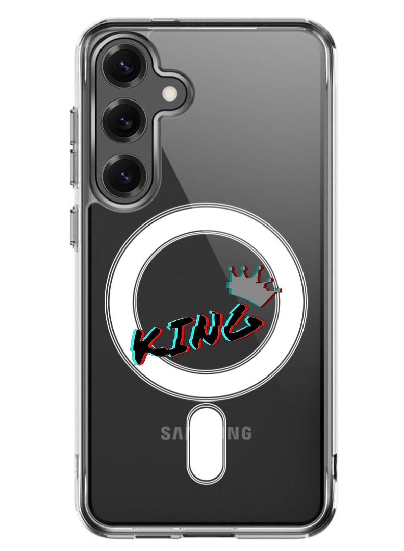 Theodor Magnetic Case for Samsung Galaxy S25 6.2-inch Compatible with MagSafe Wireless Charging, Shockproof Phone Bumper Cover King - Black - Image 1