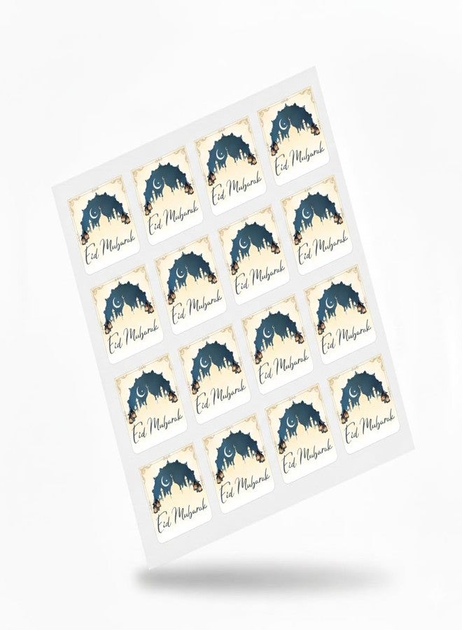 D2C Eid Mubarak Stickers 1.5 Inch Square - Premium Islamic Gift Labels for Ramadan & Eid Celebration, Lantern Mosque Decorative Seals for Favors, Treat Bags & Party Packaging (96) - Image 1