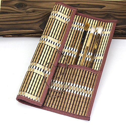 Easyou Bamboo Calligraphy Brush Holder Rollup Portable Protector 36x32cm141125