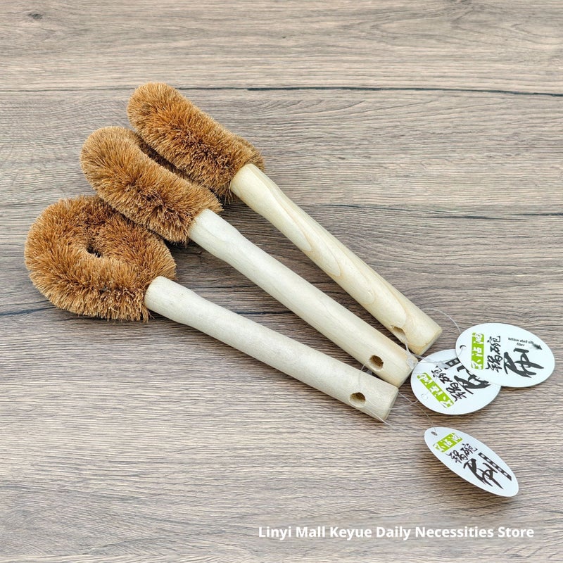 Coconut Coir Brush with Wooden Handle for Kitchen Cleaning - Image 3