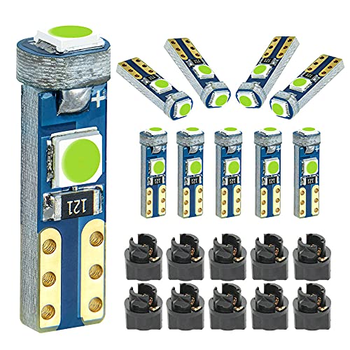 DODOFUN Ice Blue T5 37 74 LED Bulb with Twist Lock Socket PC74 PC37 Dashboard Instrument Panel Gauge Cluster Light Pack of 10 - Image 1