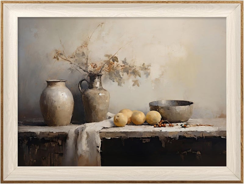 ASTRDECOR Framed Kitchen Wall Art Prints, Rustic Kitchen Farmhouse Wall Decor Living Room, Vintage Jars Still Life Oil Painting Dining Room Wall Decor, Fruits Botanical Canvas Wall Art-12''x 16'' - Image 1
