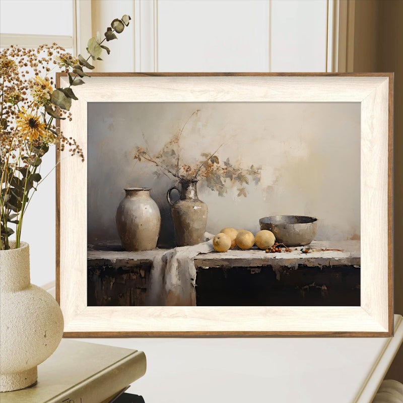 ASTRDECOR Framed Kitchen Wall Art Prints, Rustic Kitchen Farmhouse Wall Decor Living Room, Vintage Jars Still Life Oil Painting Dining Room Wall Decor, Fruits Botanical Canvas Wall Art-12''x 16'' - Image 3