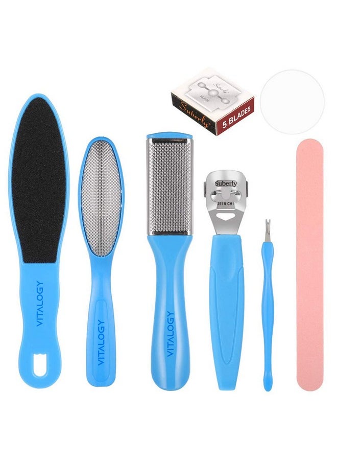 VITALOGY - - Pedicure Tools For Feet - 8 In 1 Pedicure Kit | Foot Scrubber For Dead Skin, Callus Remover, Foot Scraper, Foot File, Pitchfork, Filer For Nail Repair - 1 Set - Image 1