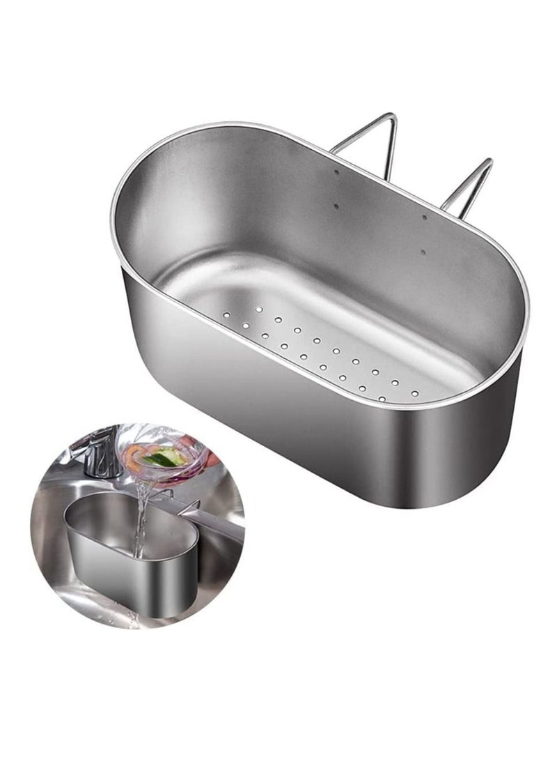 SYOSI Stainless Steel Sink Drain Strainer Basket Multifunctional Hanging Sink Strainer Colander Drain Basket for Filter Kitchen Waste and Wash Vegetables Fruits Silver  - Image 1