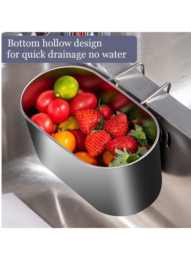 SYOSI Stainless Steel Sink Drain Strainer Basket Multifunctional Hanging Sink Strainer Colander Drain Basket for Filter Kitchen Waste and Wash Vegetables Fruits Silver  - Image 4