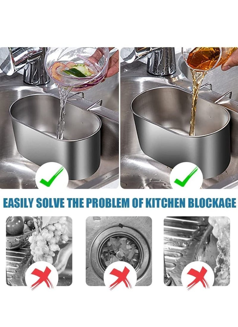 SYOSI Stainless Steel Sink Drain Strainer Basket Multifunctional Hanging Sink Strainer Colander Drain Basket for Filter Kitchen Waste and Wash Vegetables Fruits Silver  - Image 5