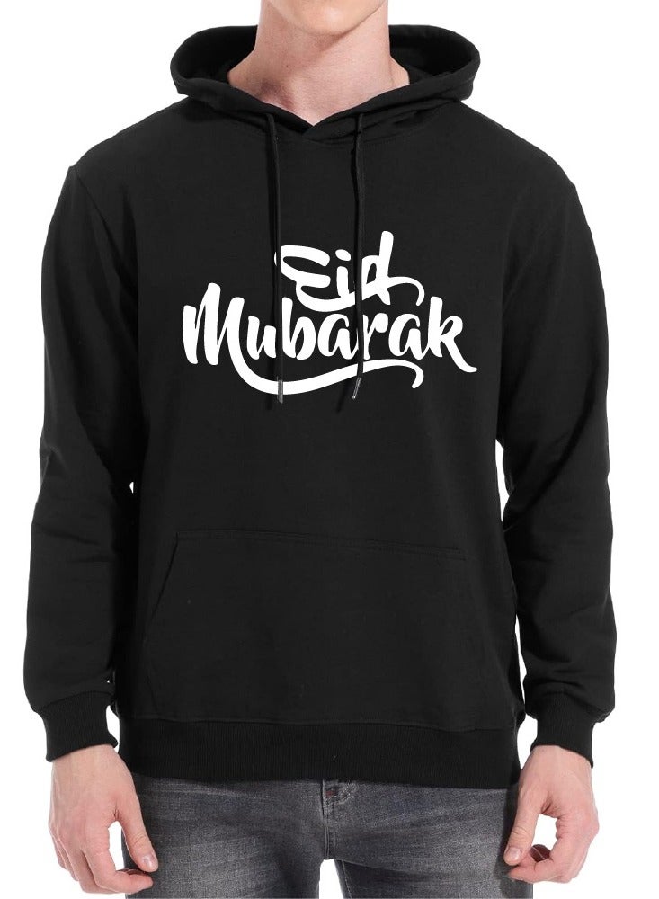 PRINTSHOP4ME Eid Mubarak Hoodie for Both Men and Women - Soft Cotton Pullover - Long Sleeve with Drawstring and Kangaroo Pockets - Perfect for Travel - Celebrate Eid in Style - Image 1