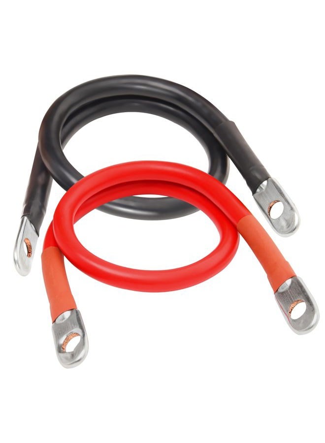 TOPDC 4 AWG Battery Cable 4AWG 12-Inch Battery Inverter Cables Set All Copper Conductor Wire with 3/8" Ring Terminals (4 AWG x 12 Inches) for Car, Truck, RV, Solar - Image 1