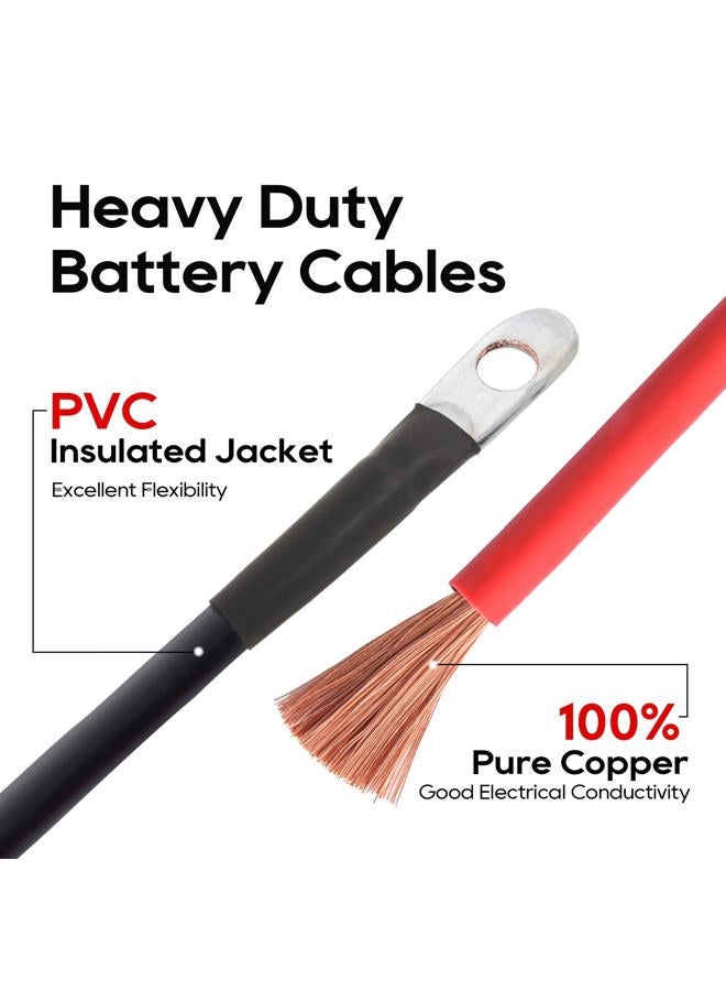 TOPDC 4 AWG Battery Cable 4AWG 12-Inch Battery Inverter Cables Set All Copper Conductor Wire with 3/8" Ring Terminals (4 AWG x 12 Inches) for Car, Truck, RV, Solar - Image 3