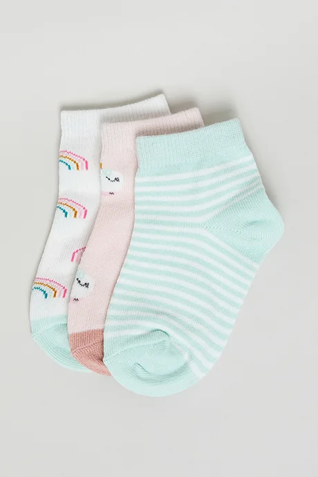 R&B 3 Pack Patterned Ankle Socks