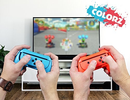 Subsonic Grips Controller for Joy-Cons Nintendo Switch/Pack of 2 Comfort Handles for Joy Cons, Red and Blue Fluorescent - Image 2