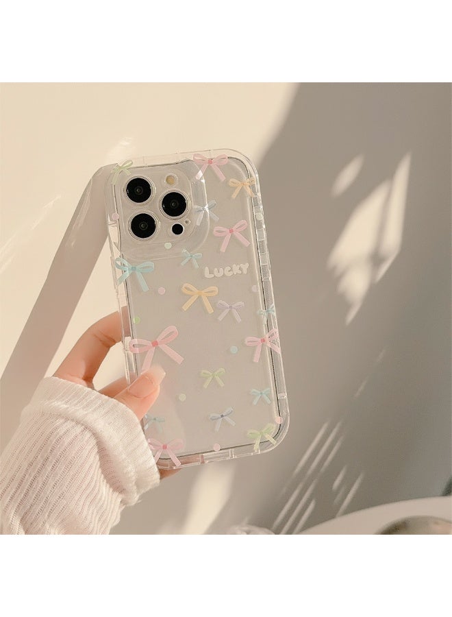 NIBEMINENT Colored Bow Protective TPU Case Cover For iPhone 15 Pro Max, Clear - Image 2