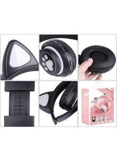 Qasul Wireless Cat Ear Headphones with Light, Over-Ear Microphone, Bluetooth Memory Card Slot, Kids Headphones  - Image 4