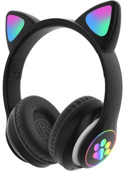 Qasul Wireless Cat Ear Headphones with Light, Over-Ear Microphone, Bluetooth Memory Card Slot, Kids Headphones  - Image 5