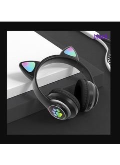 Qasul Wireless Cat Ear Headphones with Light, Over-Ear Microphone, Bluetooth Memory Card Slot, Kids Headphones  - Image 1