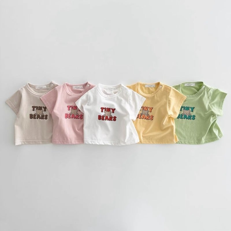 Baby'S Short-Sleeved T-Shirt Summer Thin Baby'S Letter Top Korean Style Men'S And Women'S Half-Sleeved All-Match Base Shirt Trendy - Image 2