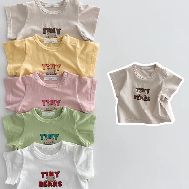 Baby'S Short-Sleeved T-Shirt Summer Thin Baby'S Letter Top Korean Style Men'S And Women'S Half-Sleeved All-Match Base Shirt Trendy - Image 4
