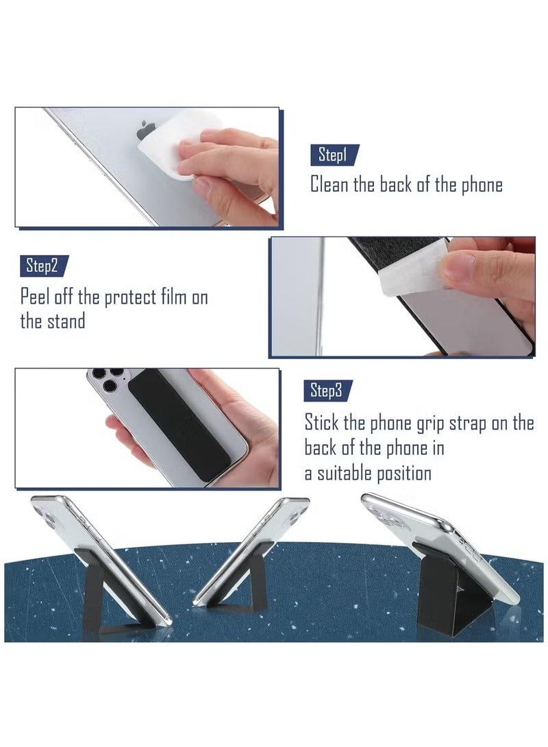 3-Piece Phone Finger Grip Holder for iPhone & Android – Telescopic Foldable Strap Bracket with Adhesive, Vertical & Horizontal Stand – Black, White, Light Gray  - Image 3