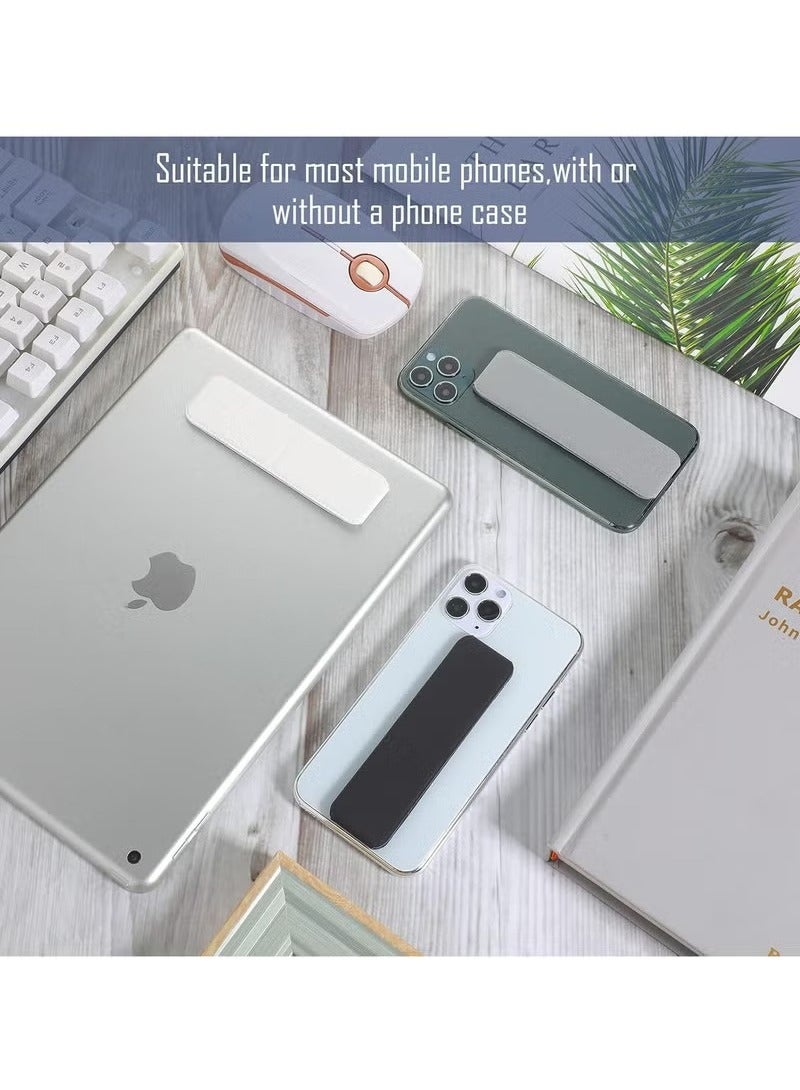 3-Piece Phone Finger Grip Holder for iPhone & Android – Telescopic Foldable Strap Bracket with Adhesive, Vertical & Horizontal Stand – Black, White, Light Gray  - Image 2
