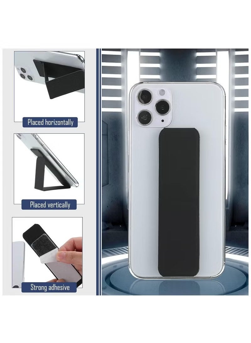 3-Piece Phone Finger Grip Holder for iPhone & Android – Telescopic Foldable Strap Bracket with Adhesive, Vertical & Horizontal Stand – Black, White, Light Gray - Image 2