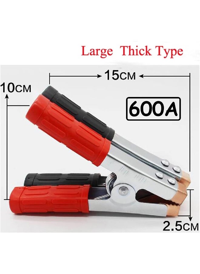 melfi Melfi Crocodile Type 600a Cable Clamps â€“ 1 Pair Red & Black Battery Clips, Universal Booster Clamps For Car Jump Starter, Battery Charger, Alligator Clamp Connectors  - Image 2