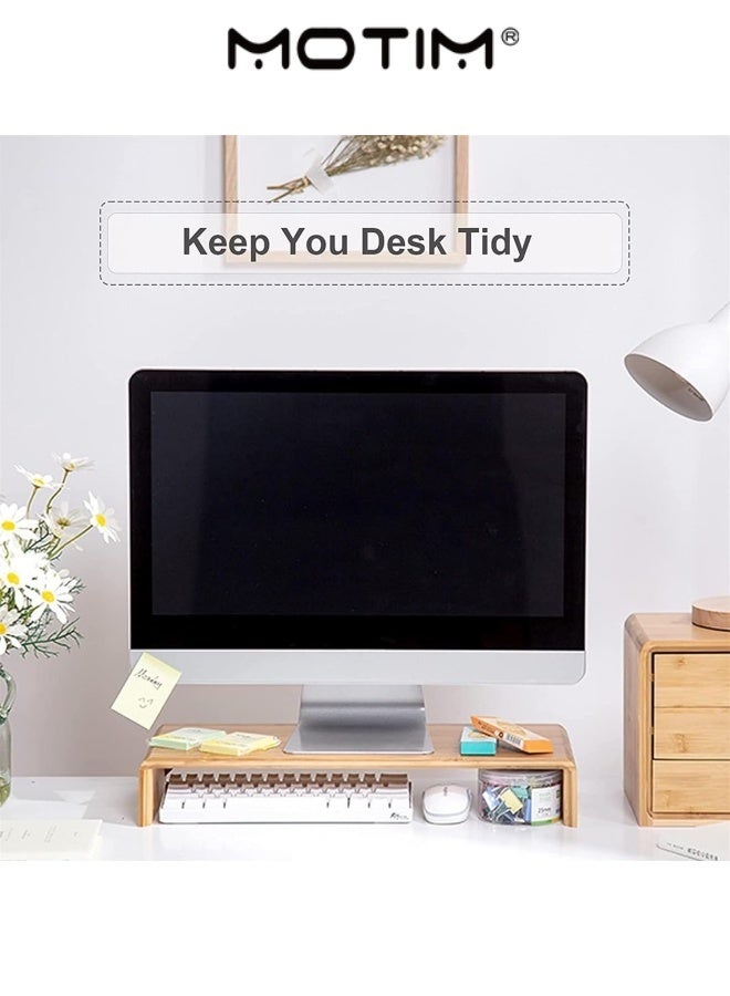 Motim Premium Wooden Computer Monitor Stand Ideal for Home&Office Desktop Modern Wood TV Stand Open Storage Cabinet - Image 3