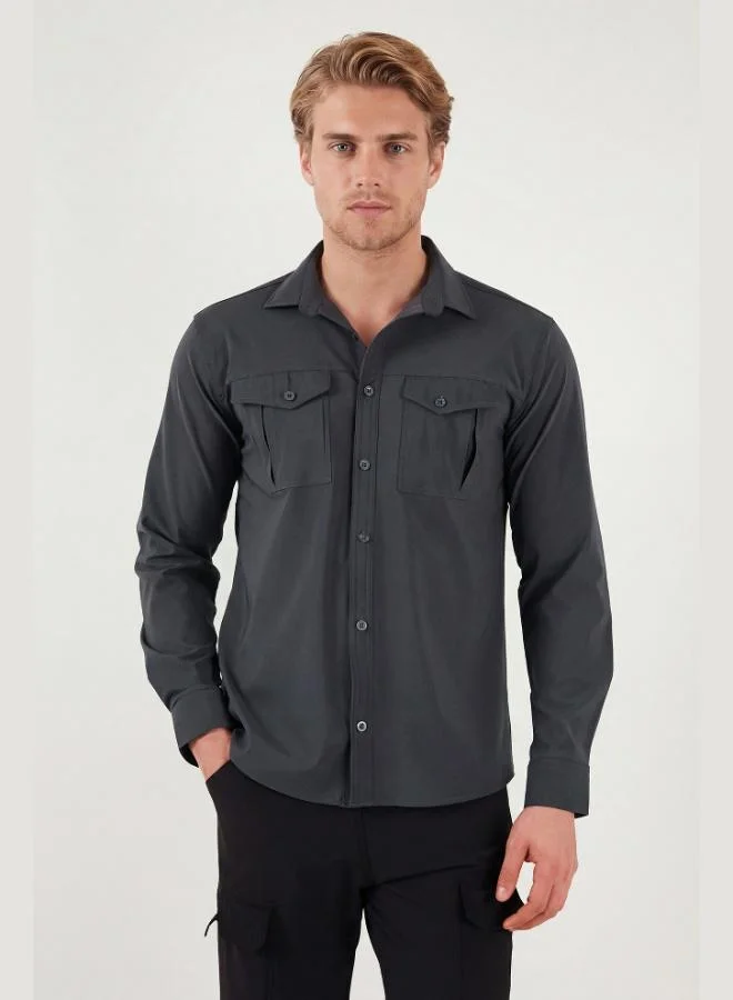 Buratti Buratti Trekking and Water Repellent Classic Collar Long-Sleeve Pocket Shirt Men's SHIRT 693821