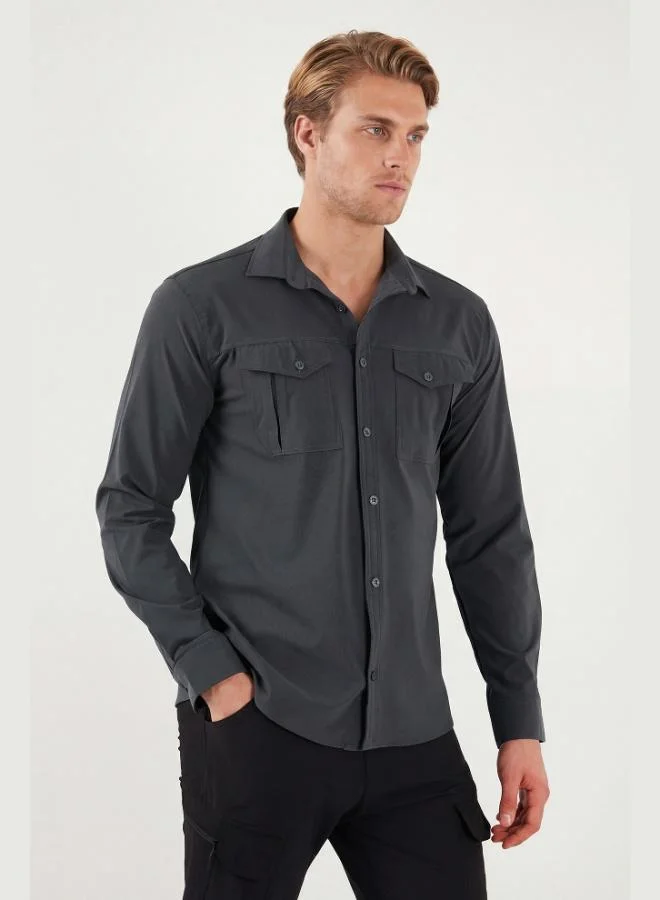 Buratti  Buratti Trekking and Water Repellent Classic Collar Long-Sleeve Pocket Shirt Men's SHIRT 693821 for Men | Best Price UAE