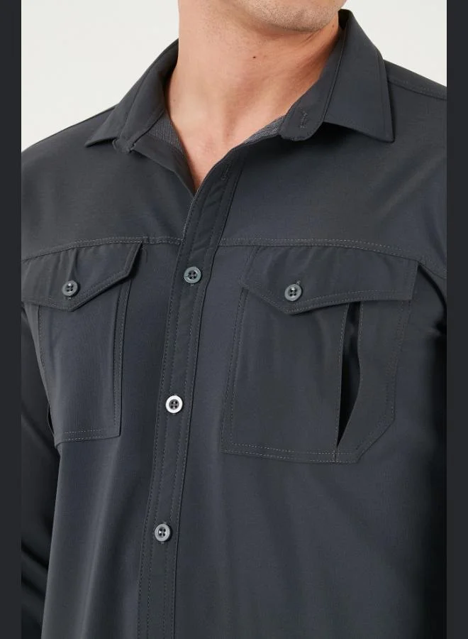 Buratti  Buratti Trekking and Water Repellent Classic Collar Long-Sleeve Pocket Shirt Men's SHIRT 693821 for Men | Best Price UAE