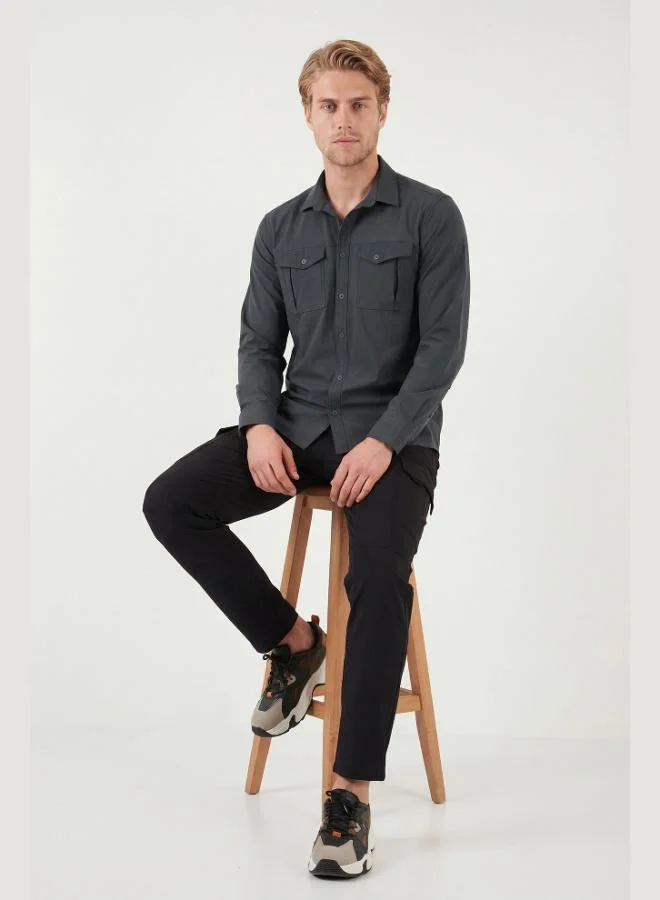 Buratti  Buratti Trekking and Water Repellent Classic Collar Long-Sleeve Pocket Shirt Men's SHIRT 693821 for Men | Best Price UAE