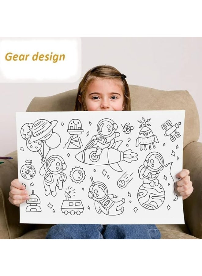 Giant Adhesive Coloring Roll for Kids - "Outer Space" Design for Creative Development  - Image 1