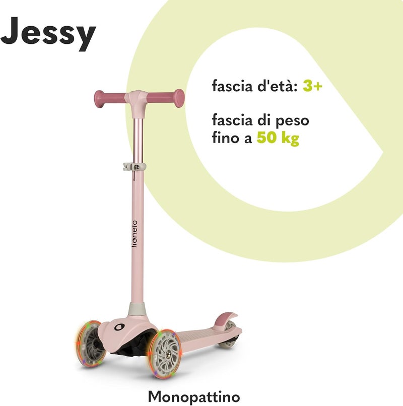 lionelo Jessy Balance Scooter for Children from 3 Years up to 50 kg, Lightweight Tricycle Children's Scooter with Height Adjustment, LED Wheels and Non-Slip Platform - Image 2